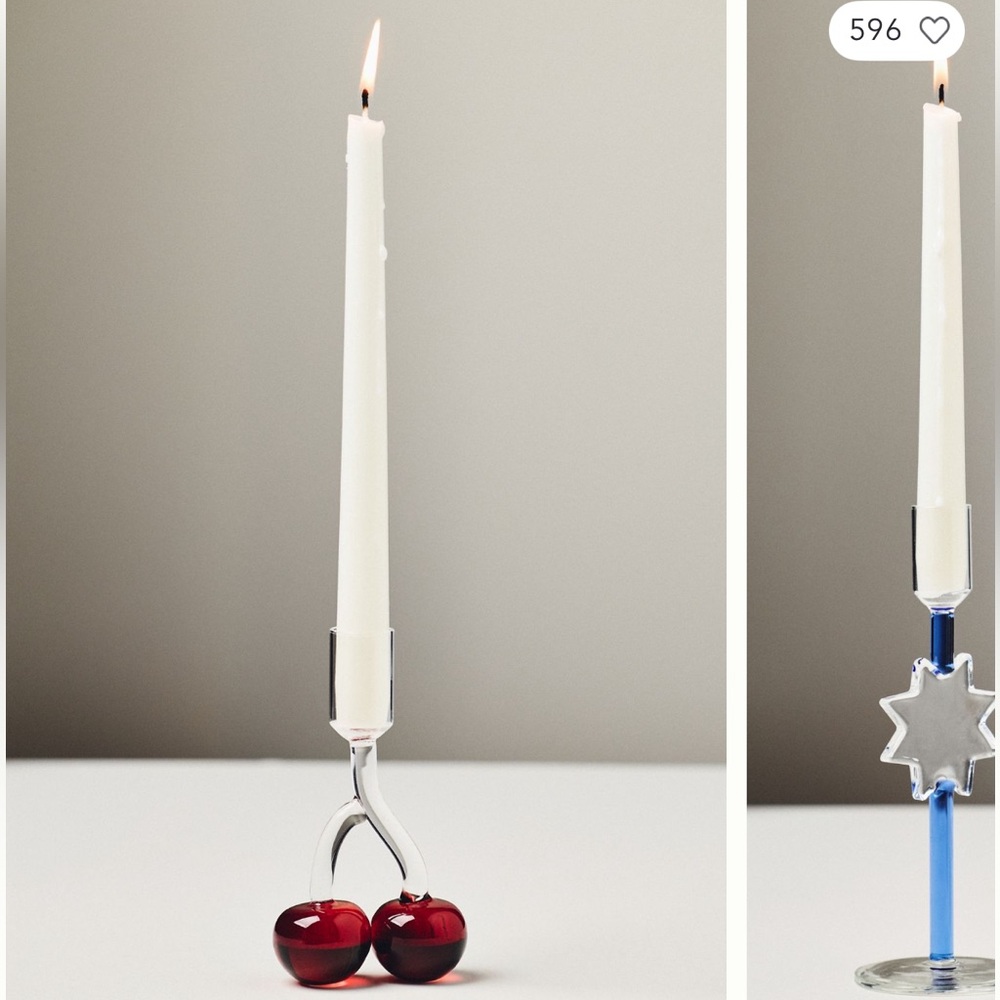 New Anthropologie Ceci Glass Candle Holder